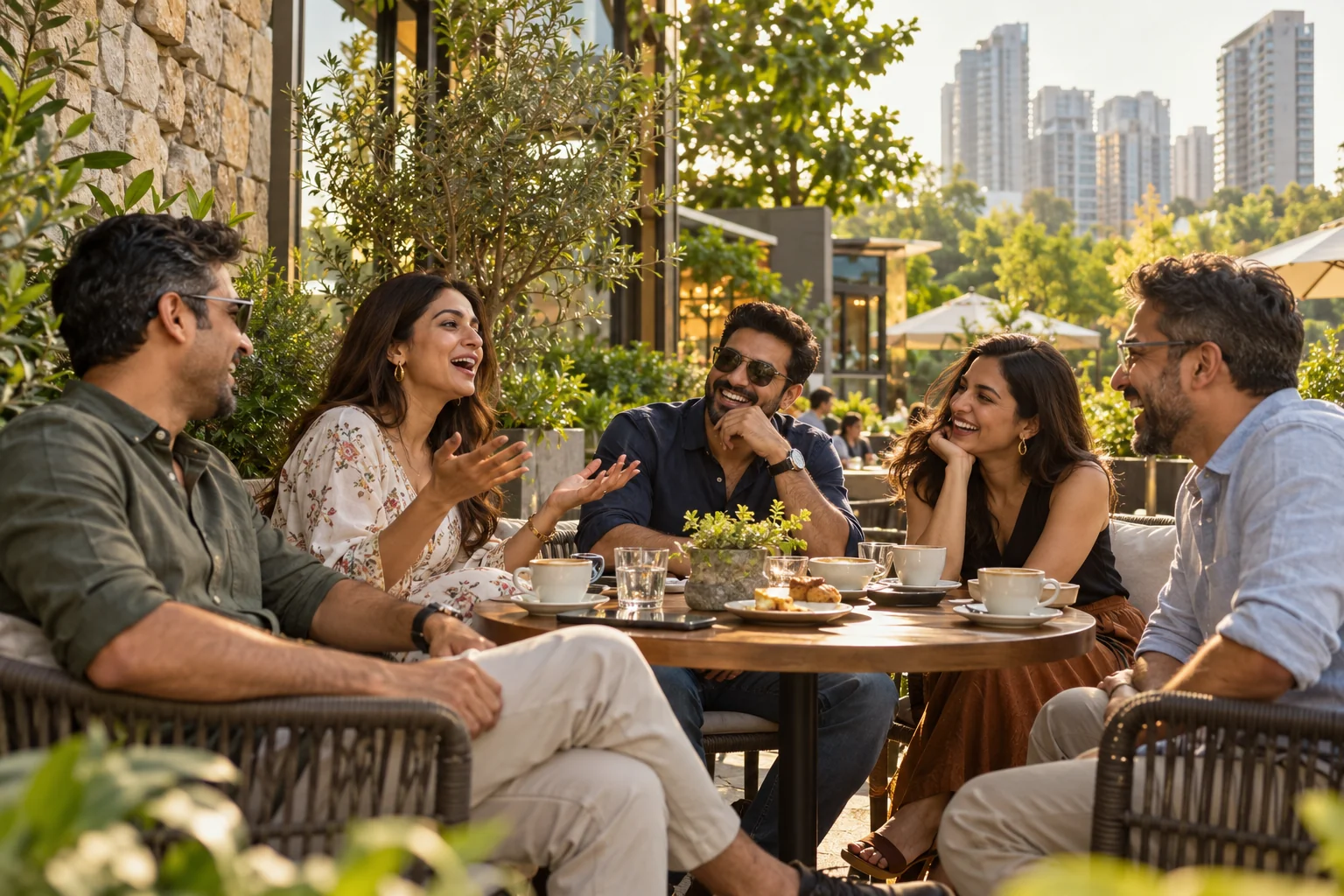 Illustrative welcoming neighbourhood terrace